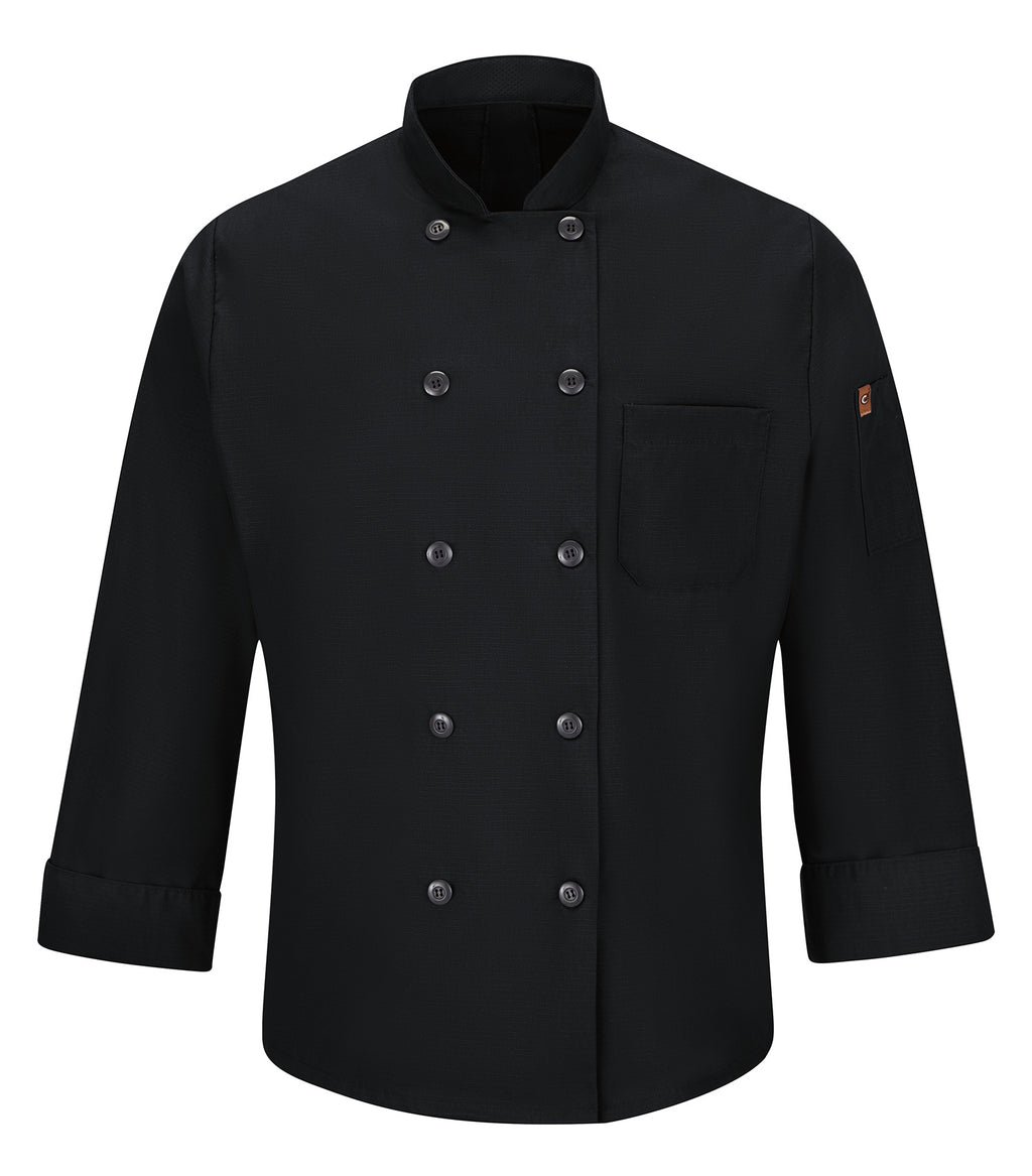 RED KAP&reg; CHEF DESIGNS&reg; CHEF COAT WITH OILBLOK + MIMIX™. 042X - Special Order - XPRESS Feature Item