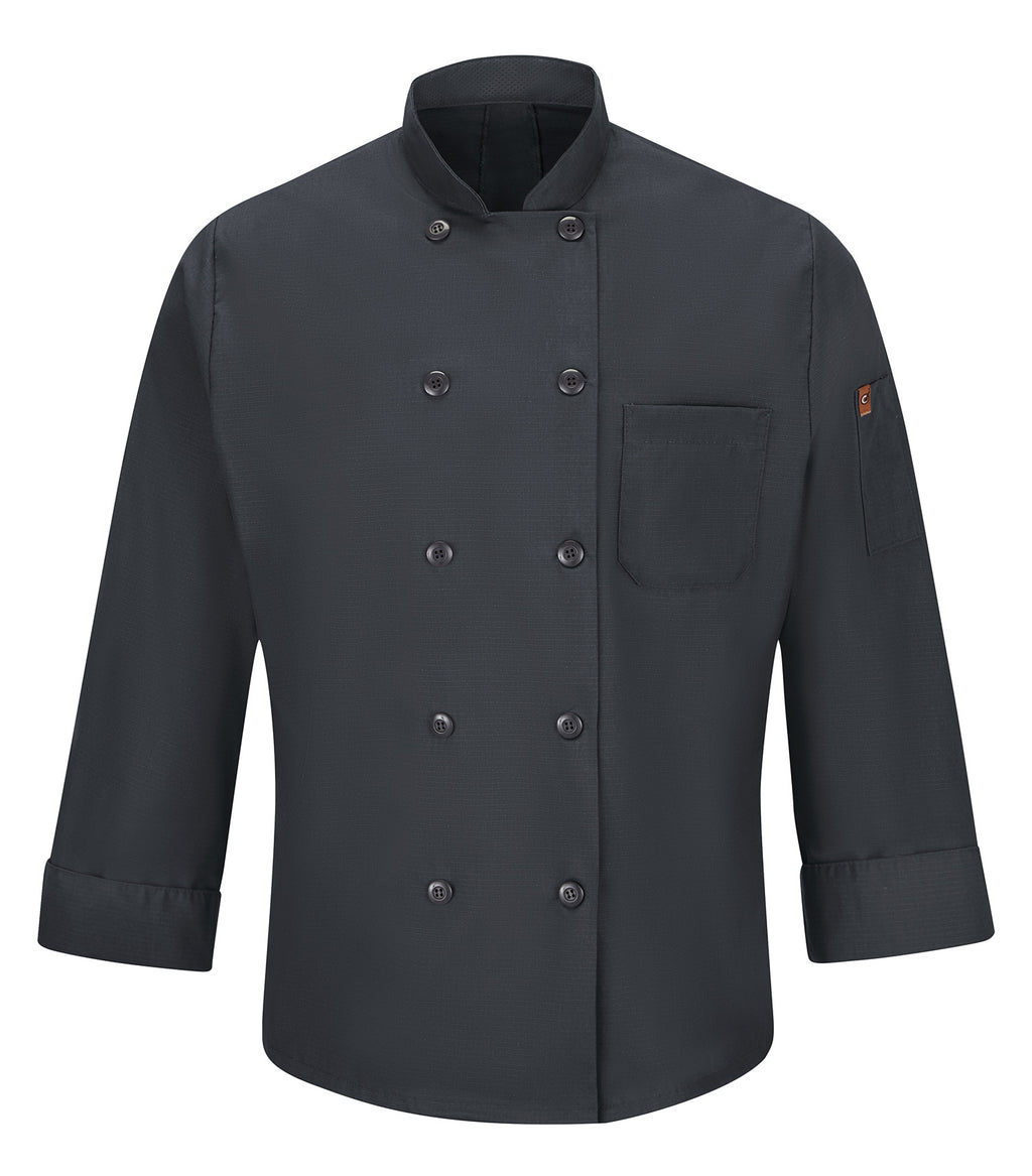 RED KAP&reg; CHEF DESIGNS&reg; CHEF COAT WITH OILBLOK + MIMIX™. 042X - Special Order - XPRESS Feature Item