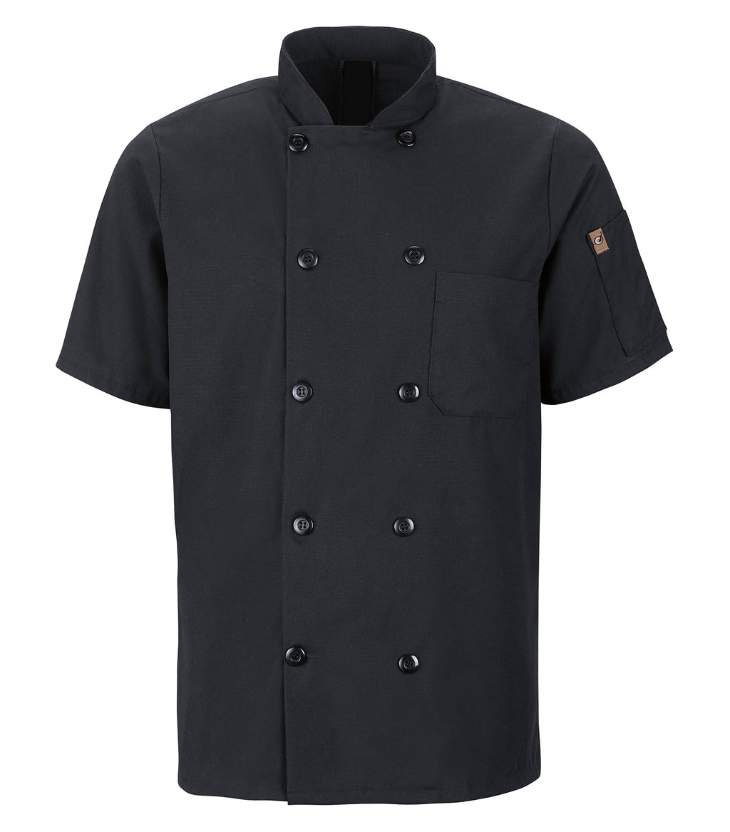RED KAP&reg; CHEF DESIGNS&reg; SHORT SLEEVE CHEF COAT WITH OILBLOK + MIMIX™