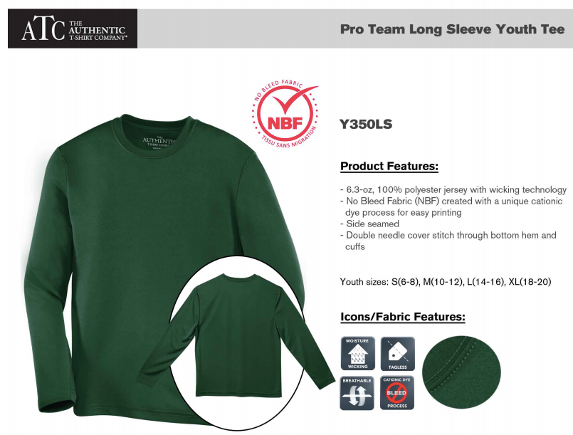 ATC™ PRO TEAM LONG SLEEVE YOUTH TEE. Y350LS image 1