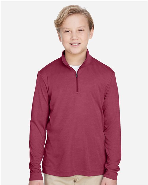 Team 365 Youth Zone Sonic Heather Performance Quarter-Zip Pullover TT31HY
