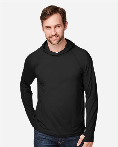 North End Unisex JAQ Stretch Performance Hooded Long Sleeve T-Shirt NE105