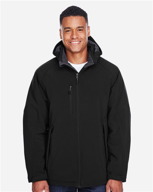 North End Men's Glacier Insulated Three-Layer Fleece Soft Shell Hood Jacket with Detachable Hood 88159