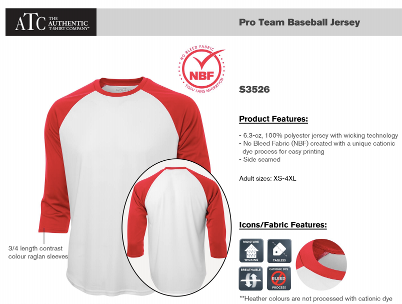 ATC™ PRO TEAM BASEBALL JERSEY. S3526 image 1