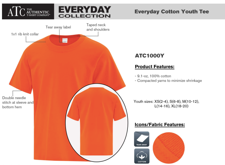 ATC™ EVERYDAY COTTON YOUTH TEE. ATC1000Y image 1