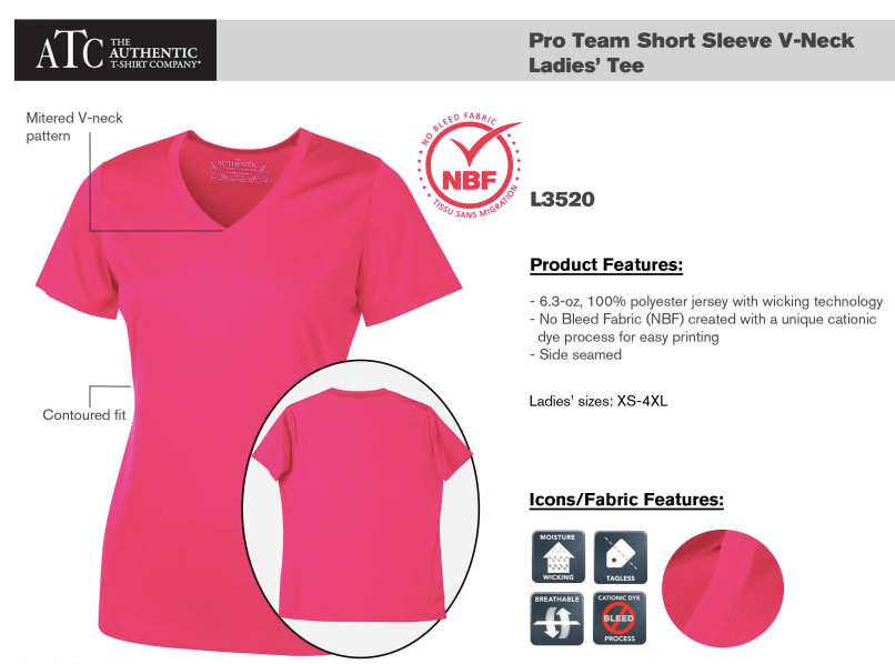 ATC™ PRO TEAM SHORT SLEEVE V-NECK LADIES' TEE. L3520 image 1
