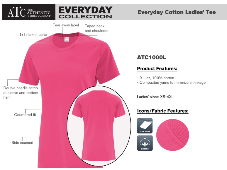 ATC™ EVERYDAY COTTON LADIES' TEE. ATC1000L image 1