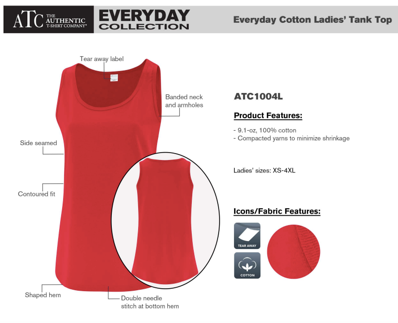 ATC™ EVERYDAY COTTON LADIES' TANK TOP. ATC1004L image 1
