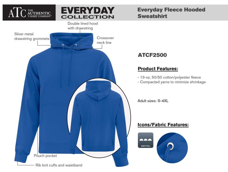 ATC™ EVERYDAY FLEECE HOODED SWEATSHIRT. ATCF2500 image 3