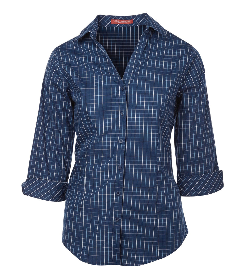 COAL HARBOUR® TATTERSALL CHECK WOVEN LADIES' SHIRT