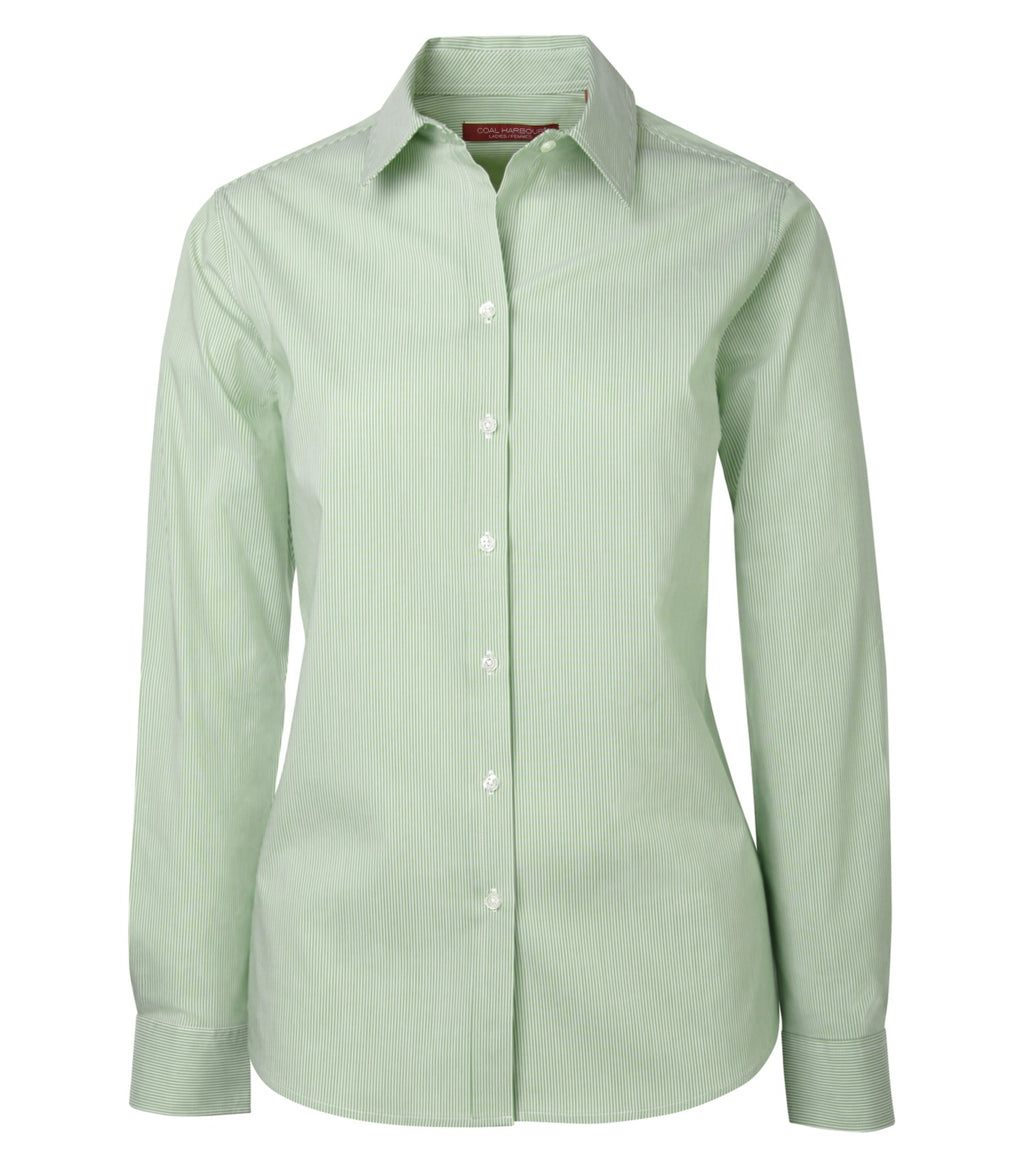 COAL HARBOUR® MINI STRIPE STRETCH WOVEN LADIES' SHIRT