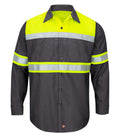 RED KAP&reg; HI-VISIBILITY COLOUR BLOCK LONG SLEEVE RIPSTOP WORK SHIRT – TYPE O, CLASS 1. SY70  Special Order - Feature Item